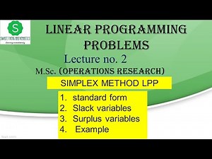 Simplex Method LPP || Examples of lpp simplex method in operation research