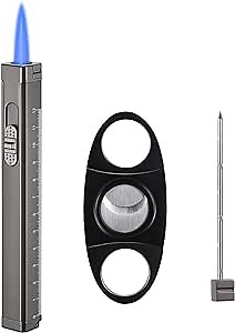 Torch Lighter Set, Jet Flame Torch Lighter Windproof Refillable Butane Lighter Pen Lighter Gift for Men(Butane Not Included)