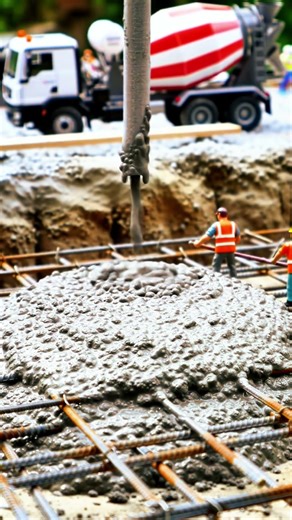 Watch Tiny Workers Pour a Concrete Foundation! 🏗️ Mini Construction Masterpiece