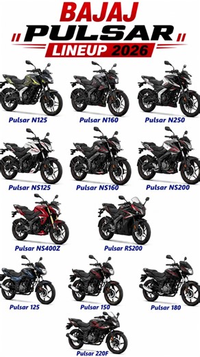Bajaj Pulsar Lineup 2026 🔥 All Pulsar Bikes with Names | N125, N160, NS400Z, RS200 & More 🇮🇳