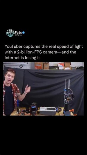 Facts & News 🧠 on Instagram: "Follow (us) @FCTS to learn something new everyday 🧠 A custom-built camera that captures two billion frames per second turns the invisible into something you can almost feel, revealing a beam of light inching through space in ultra-slow motion. Each frame captures just a few centimeters of movement. Researchers use this footage to analyze the timing and behavior of light in ways that were previously impossible. At this scale, the beam can seem to change speed depen