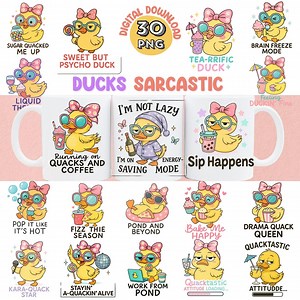 Sarcastic Duck Clipart PNG, Funny Cartoon Bird Illustration for Sublimation, Stickers, Mugs, Digital Use - Etsy