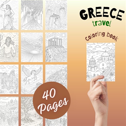 Greece Coloring Pages PDF – 40 Greek Mythology & Landmark Printable Pages – Acropolis, Santorini, Olympus – Educational Travel Activity - Etsy