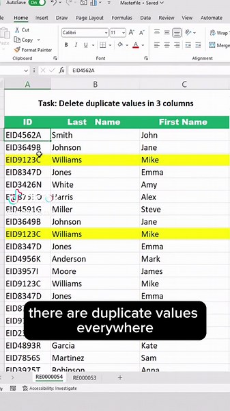 Excel Trick 30: You can use Excel's Remove Duplicate option to quickly eliminate all duplicate entries in your dataset 💡 #excel #exceltutorial #exceltricks #analysis #accounting #dataanalysis #finance #microsoft #microsoftexcel #microsoftlearning #learnexcel