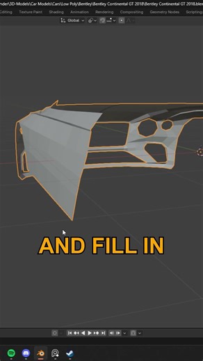 Bentley Modeling In Blender Low Poly #blender #carmodeling #lowpoly #bentley #continental #tutorial