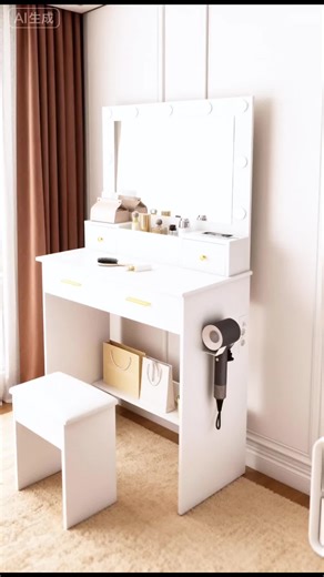 Coiffeuse moderne avec éclairage LED et rangement pratique