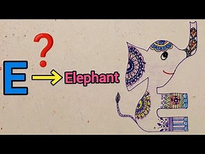 How to Draw an Elephant from Letter E + Mandala Art 🐘✨ | Easy Step-by-Step Tutorial