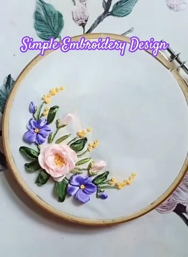 Simple Ribbon Embroidery Design Easy to Follow
