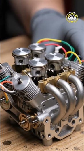 Mini V4 Engine Build 🔥 Watch It Run at the End! #trending #oddlysatisfying #shorts