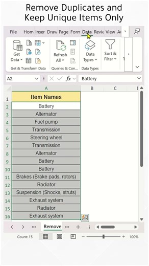 Remove Duplicates and Keep Unique Values in Excel