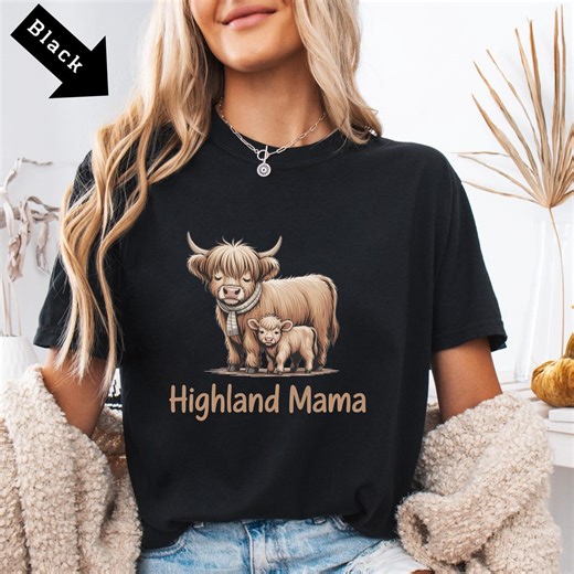Highland Cow Mama Shirt , Cute Farm Animal Graphic Tee , Comfort Colors Soft Vintage Style Unisex T-shirt - Etsy