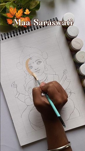 Colouring Maa Saraswati Drawing 🎨✨ Easy Beautiful Step by Step Art for Beginners 🙏📚🖌️
