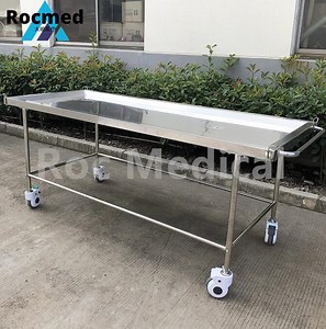 [Hot Item] Funeral Full Stainless Steel 304 Autopsy Embalming Table with with Top Built-in Drain Hole