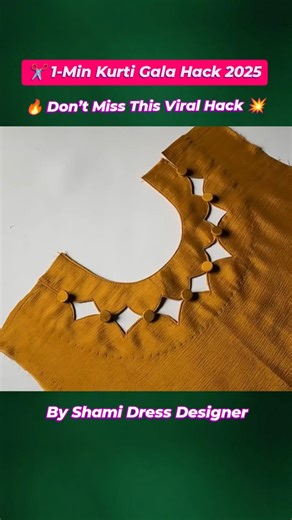 ✂️ 1-Min Kurti Gala Hack 2025 | Stylish Neck Design Ideas 👗#shorts #shamidressdesigner #kurti #gala