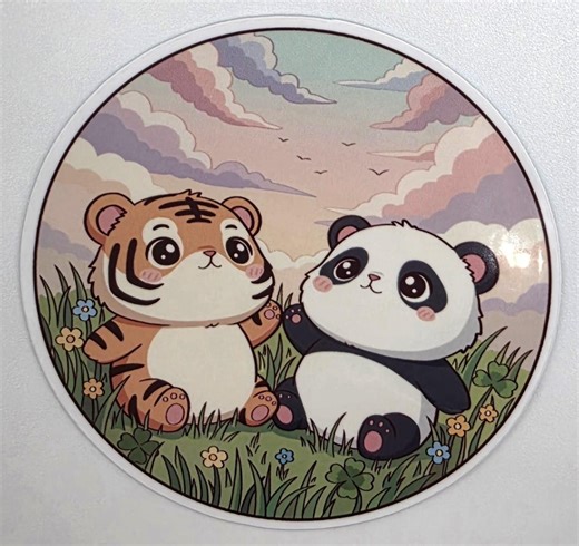 Kawaii Tiger and Panda Sticker – Cute Animal Friends Sticker – Panda Tiger Decal – Laptop, Planner & Water Bottle Sticker - Etsy