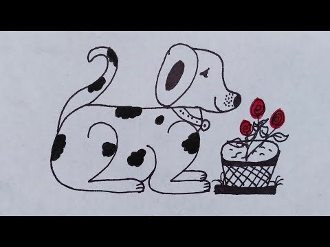 How to draw a Dog with numbers/Dog Drawing easy/Dog Drawing easy step by step for kids and toddlers