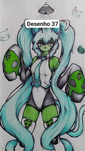 | Miku Alien | ( Desenho 37 ) #desenho #art #miku #hatsunemiku #vocaloid #alien #mikualien