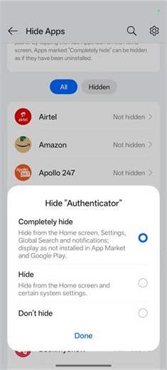 Google authenticator app ko kaise chhupaye