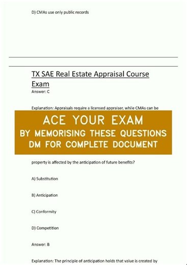 TX SAE Real Estate Appraisal Course Exam video
