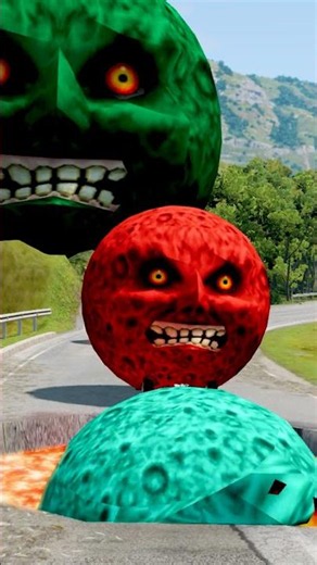 Big & Small Moons Fall Into GIANT Lava Pit! 🌕🌋 | BeamNG.drive #shorts