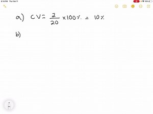 Consider population data with μ=20 and σ=2. (a) Compute the coefficient of variation. (b) Compute an 88.9 % Chebyshev interval around the population mean. | Numerade