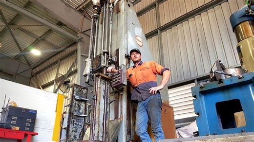 Inside a vintage vertical honing machine