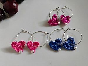 Crochet Heart Hoop Earrings pattern by Uma M Natarajan