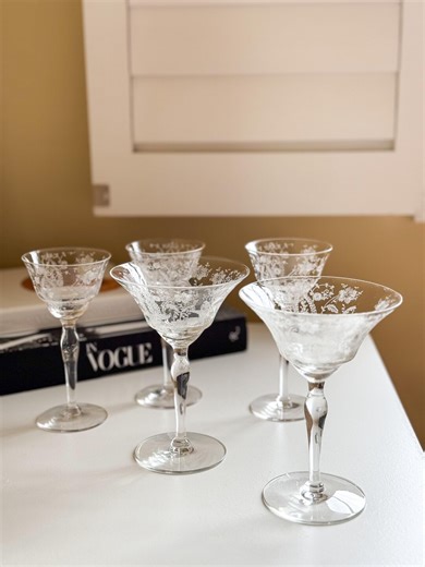 Vintage Tiffin Franciscan Champagne & Wine Glasses, Cherokee Rose Set - Etsy