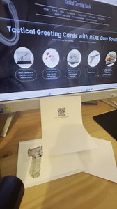 Tactical Gun Theme Greeting Cards with QR Code to scan for tactical sounds and saying for all occasions, blank inside. Cards for Gun Owners, Military, Veterans & Tactical Enthusiasts