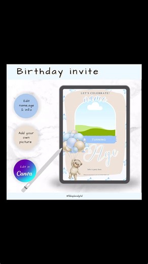 Editable Birthday Invitation with Bear Theme
