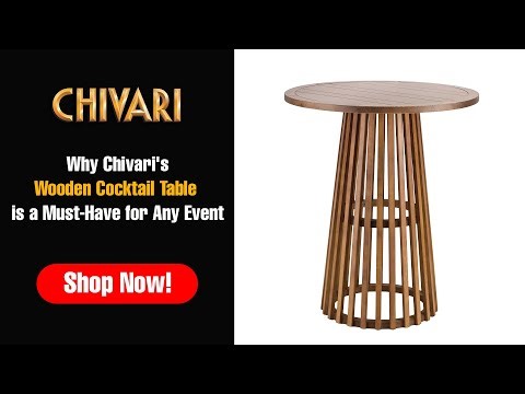Wooden Slatted Cocktail Table | 42” High Round Event Table by Chivari