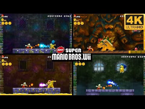 New Super Mario Bros. Wii: ALL BOSSES (4K 60FPS)