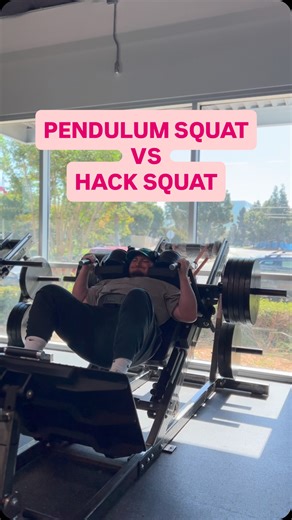 Hack Squat vs Pendulum Squat Two powerful lower-body tools — both build strong legs while keeping the low back out. Hack Squat: Broad leg activation with full spine support. The fixed sled path drives through quads, glutes, and hamstrings while the back pad stabilizes your pelvis. You can push heavy loads safely with minimal lumbar strain. Pendulum Squat: Built for deep knee flexion and pure quad isolation. The arcing motion lets your knees travel forward while keeping your torso upright, creati