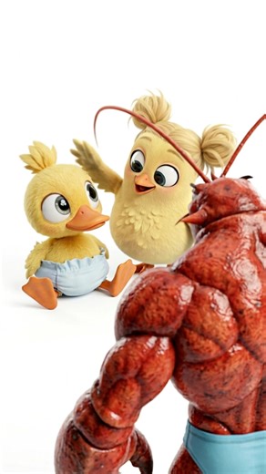 Baby Duck & Muscle Shrimp #oddbeatz #shortanimation #animation | oddbeatz