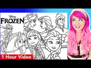 Coloring Frozen Elsa, Anna, Kristoff & Olaf Coloring Pages | 1 Hour Disney Frozen Coloring Videos