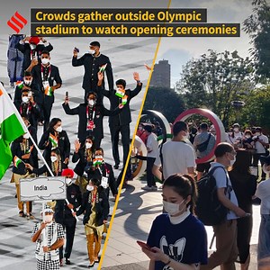 94K views · 1.6K reactions | The Tokyo 2020 Olympics opening ceremony kicked off with crowds gathering outside the stadium due to strict Covid protocols. | Indian Express | Facebook