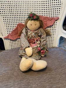 Vintage, 1994, Handmade, Cloth Angel Doll, Made by ABC Distributing, Inc., Country, Farmhouse, Gray & Pink Floral Dress,pink Apron and Wings - Etsy Canada