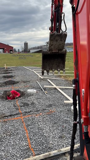 70’ x 112’ storage building going up for Windsong Dairy. Poles and most of the headers will be done before Thanksgiving and ahead of the snow. #postframe #dairyfarm #storagebuilding #steelbuilding #buildersofinsta | DP Construction & Builders Inc.
