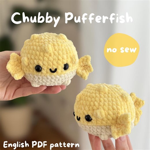 No Sew Chubby Pufferfish Crochet Pattern - Amigurumi Fish Plushie - Ocean Plush Animal - Etsy