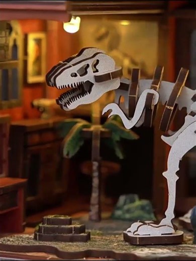🦖 A T-Rex Skeleton in My Bookshelf?!#dinosaur #museum #booknook #miniature #diy #youtubeshorts