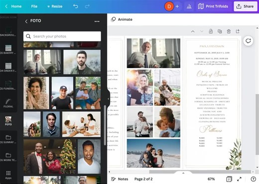 Trifold Funeral Program Template I Editable Canva Template, Celebration of Life, in Loving Memory Obituary Template, Loss of Mother Program - Etsy
