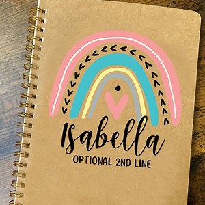 Personalized Rainbow Notebook - Girls School Supplies - Custom Journal - Spiral Lined Name Notebook - Kids Diary - Small Soft Cover Notepad - Etsy
