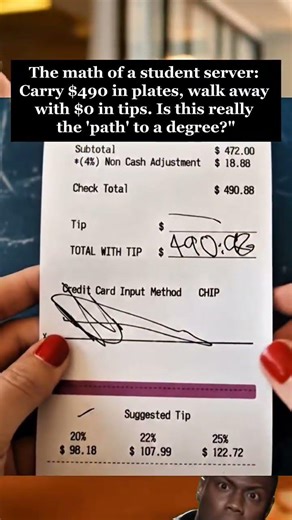 The math of a student server: Carry $490 in plates, walk away with $0 in tips.