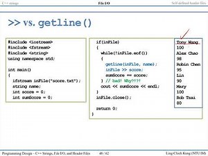 「程式設計」第十三講：C++ Strings, File I/O, and Header Files (10)