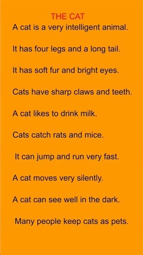#The Cat# 10 lines about the cat# paragraph writing