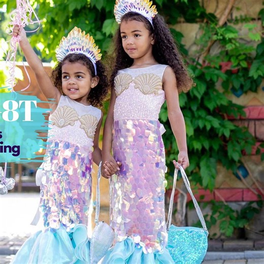 Girls Mermaid Dress – Sparkly Sequin Mermaid Costume for Kids | Birthday Party Outfit, Photoshoot or Halloween - Etsy