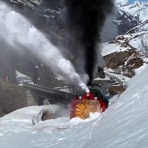 11M views · 105K reactions | Watch this restored 107-year-old snow blower clear snow from mountain tracks! ❄️ | Supercar Blondie | Facebook