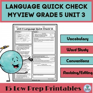 myView 5th Grade Unit 3 Weeks 1-5, Language Quick Check Homework, Morning Work