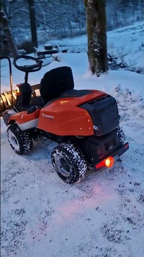 First snow. Husqvarna R216 AWD with Kova Snow blade #husqvarna #snow #winter #snowclearing