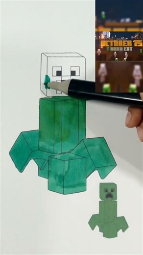 Cute Creeper Family Drawing | Minecraft Paper Art #drawing #art #shortvideo